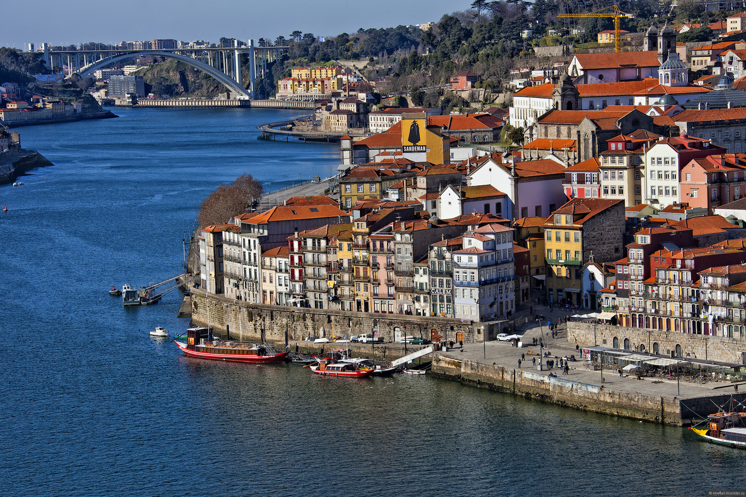 Панорамный вид на исторический центр Порту и набережную Рибейра. Индивидуальный тур в Португалию с русскоязычным гидом Игорем Зориным.