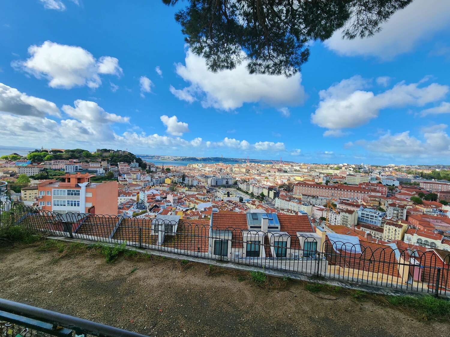 Панорамный вид на Лиссабон, замок Святого Георгия и реку Тежу с площадки Носса-Сеньора-ду-Монте. ⭐ Индивидуальный тур от Igor Zorin Travel.